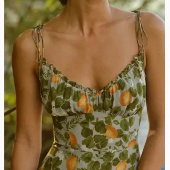 Reformation Green and Orange Midi Dress - Picture 4 of 8